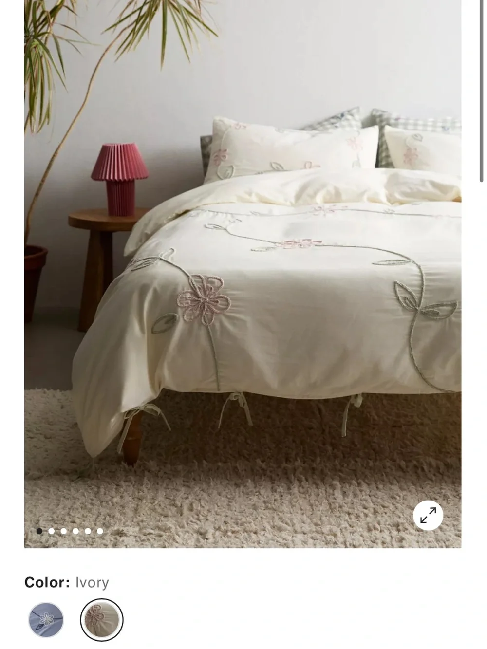 NTW Urban Outfitters Ivory Floral Embroidered Duvet Cover